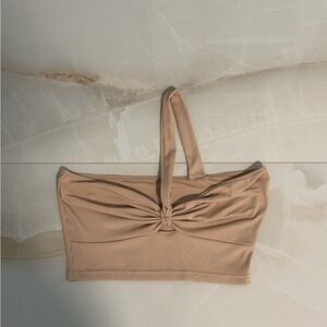 Tan Knotted Strapless Top